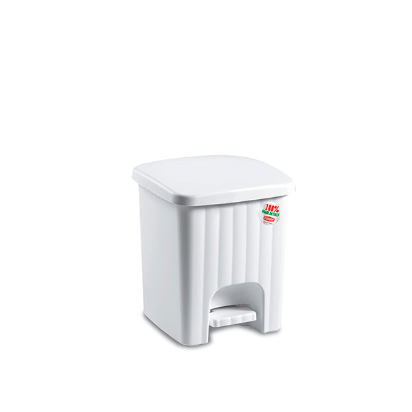 STEFANPLAST PATTUMIERA PEDALINA QUADRA 4,5L CM.20,5X20,5X23,5 BIANCO BC01