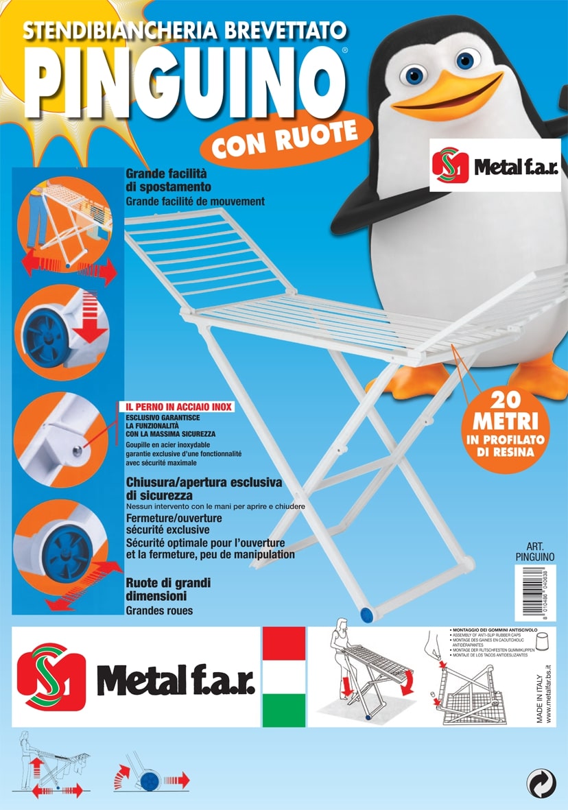 METAL F.A.R. STENDINO PINGUINO CON RUOTE 20M