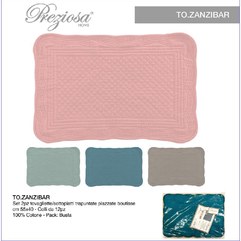 PREZIOSA SET 2 TOVAGLIETTE CM.40X55 ZANZIBAR COLORI ASSORTITI