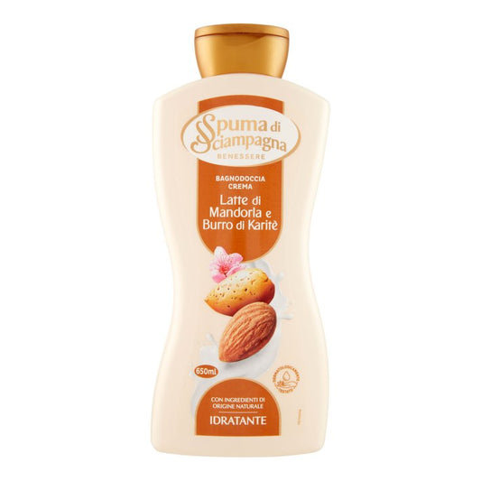 SPUMA DI SCIAMPAGNA BAGNODOCCIA CREMA 650ML IDRATANTE LATTE DI MANDORLA E BURRO DI KARITE'