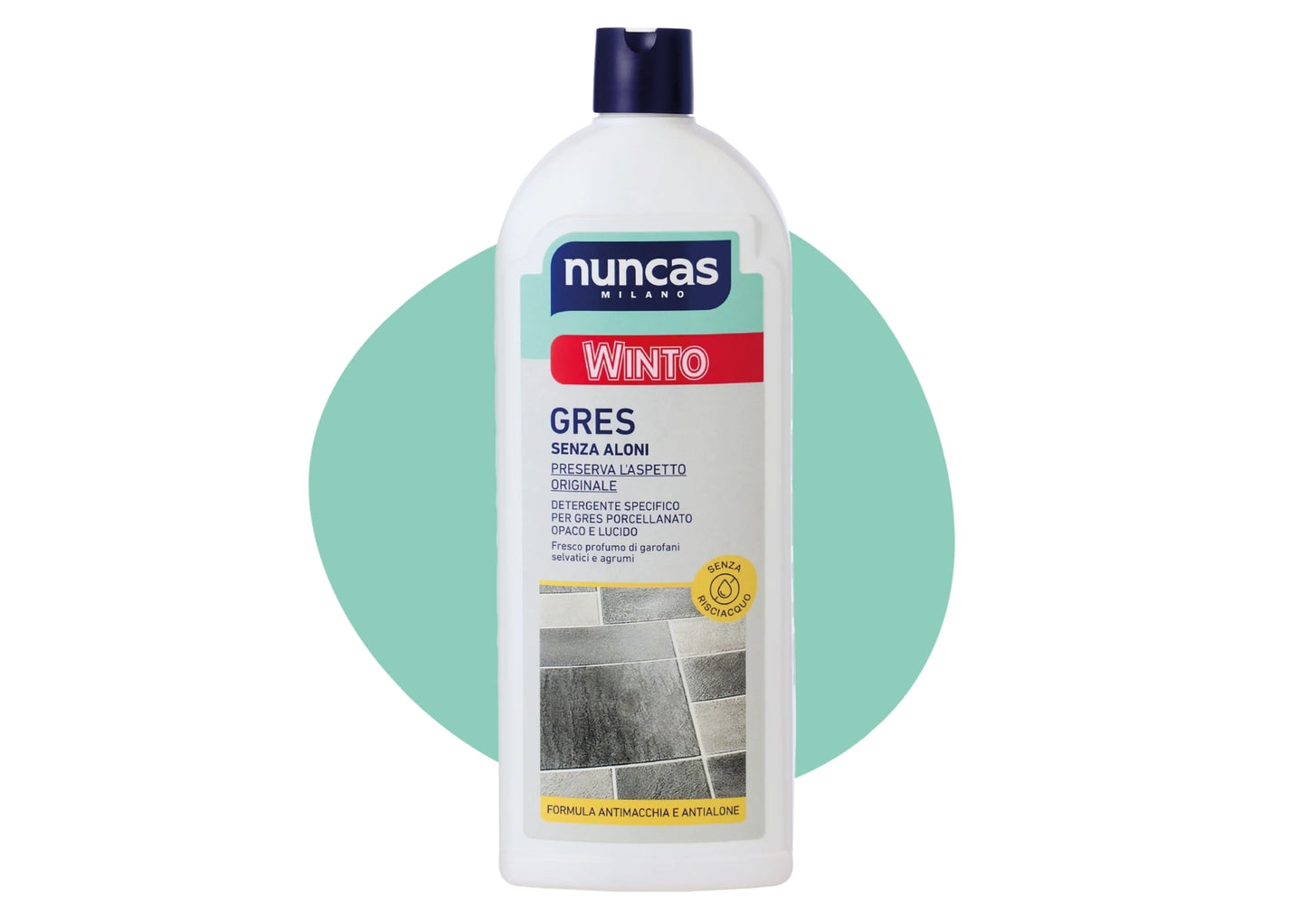 NUNCAS WINTO GRES 1L SENZA ALONI DETERGENTE SPECIFICO PER GRES PORCELLANATO OPACO E LUCIDO SENZA RISCIACQUO