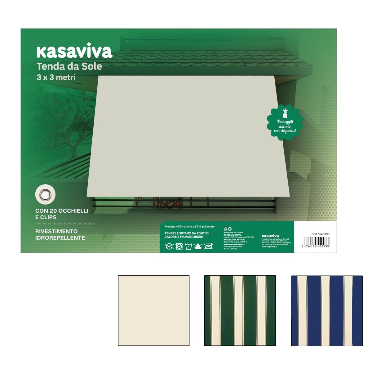 KASAVIVA TENDA DA SOLE MT.3X3 COLORI ASSORTITI
