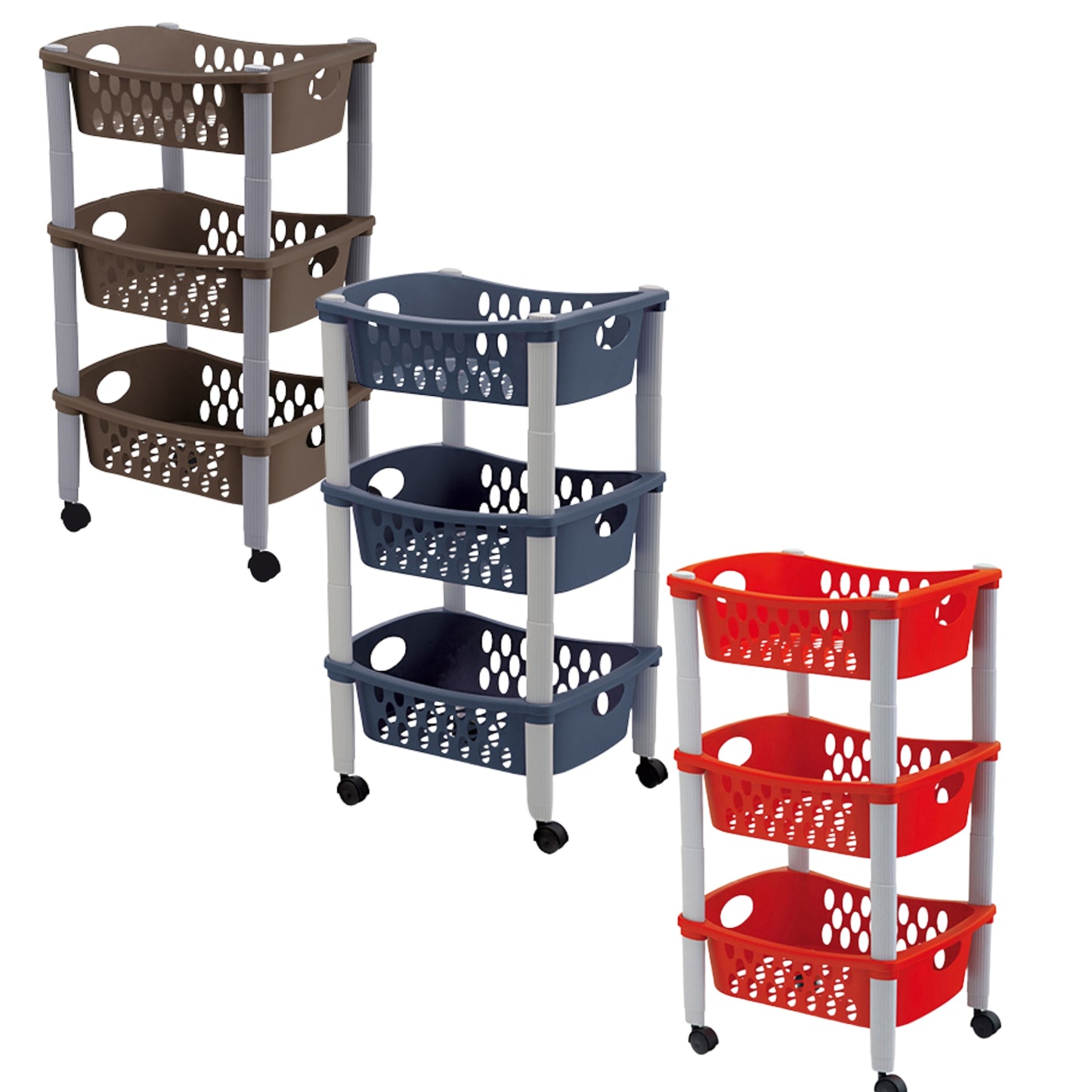 STEFANPLAST CARRELLO OTELLO A TRE PIANI CM.60X80X115 COLORI ASSORTITI