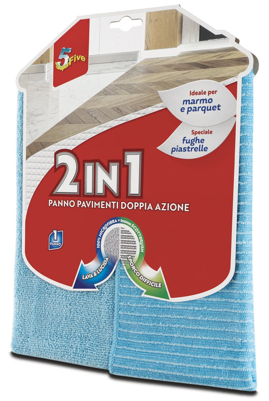 SUPERFIVE 2 IN 1 PANNO PAVIMENTI DOPPIA AZIONE MICROFIBRA IDEALE MARMO E PARQUET 1 PANNO