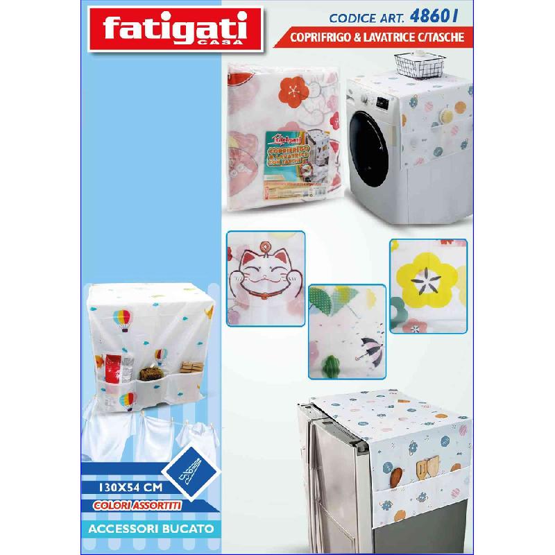 FATIGATI CASA COPRIFRIGO & LAVATRICE CON TASCHE CM.130X54 COLORI ASSORTITI