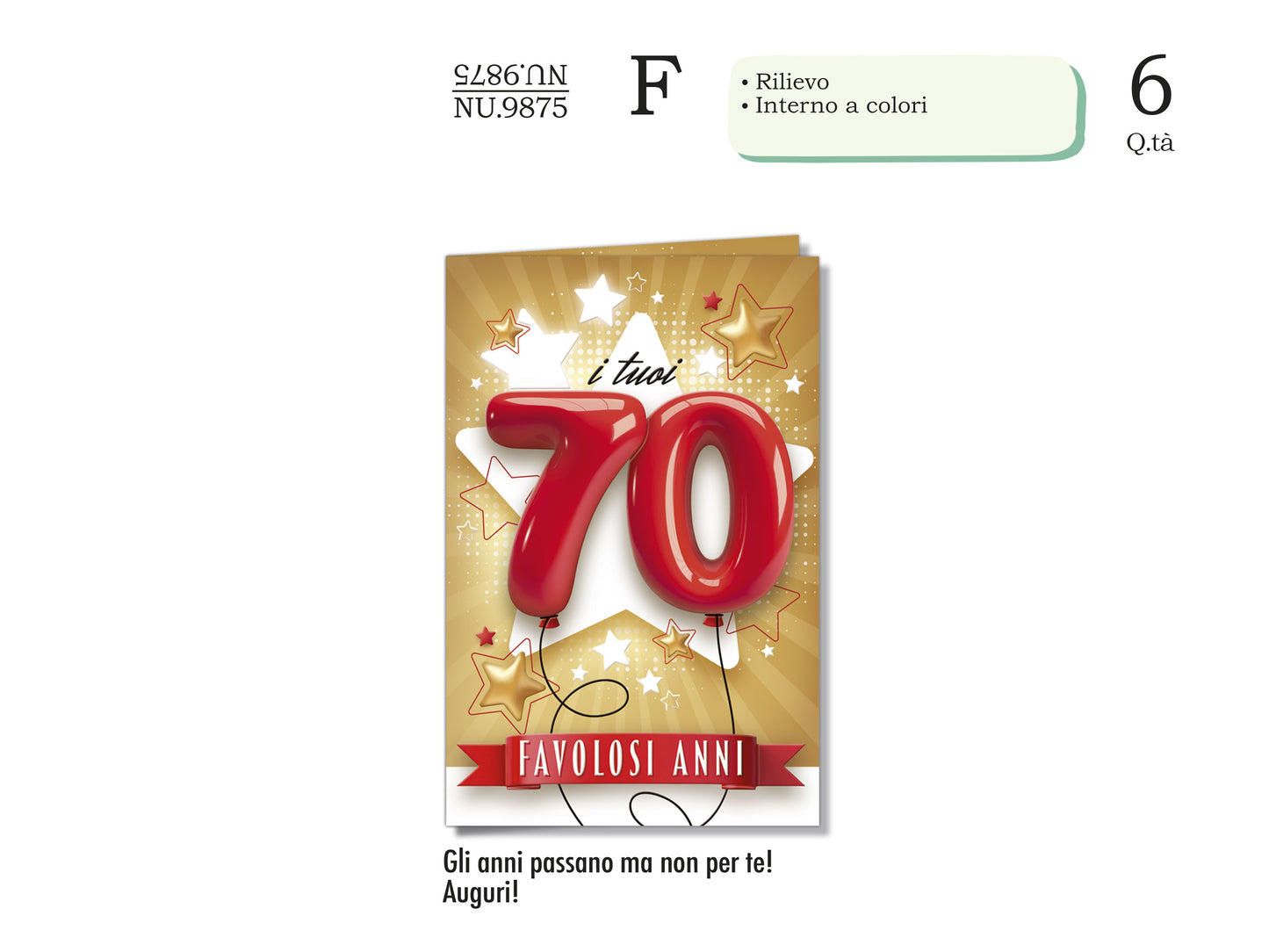 CROMO NB BIGLIETTO NUMERI 70 NU.9875