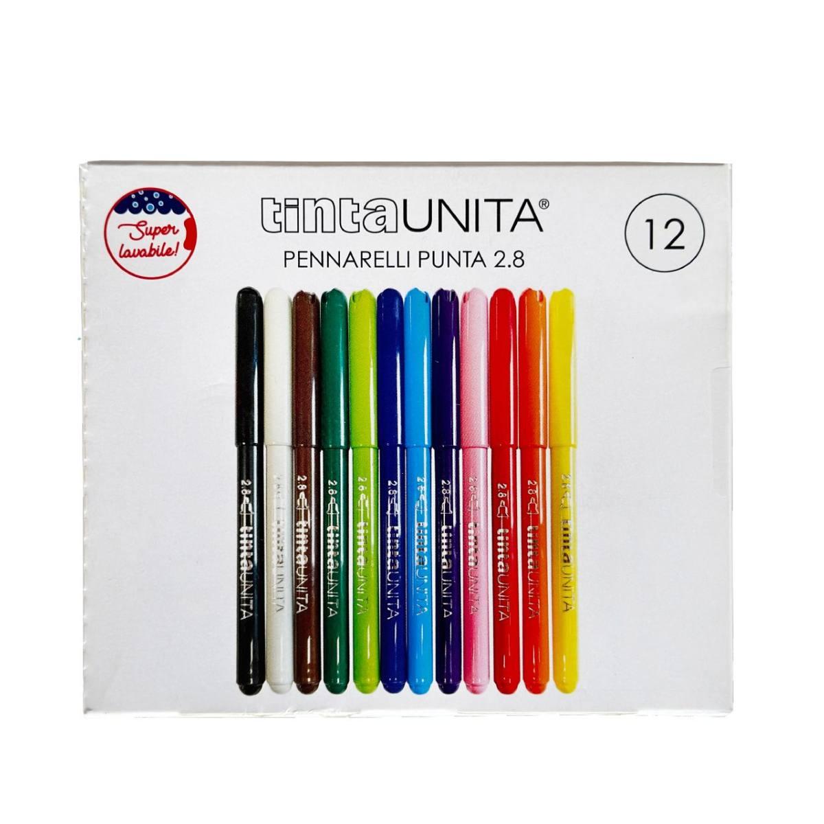 TINTA UNITA 12 PENNARELLI PUNTA 2.8 SUPER LAVABILE