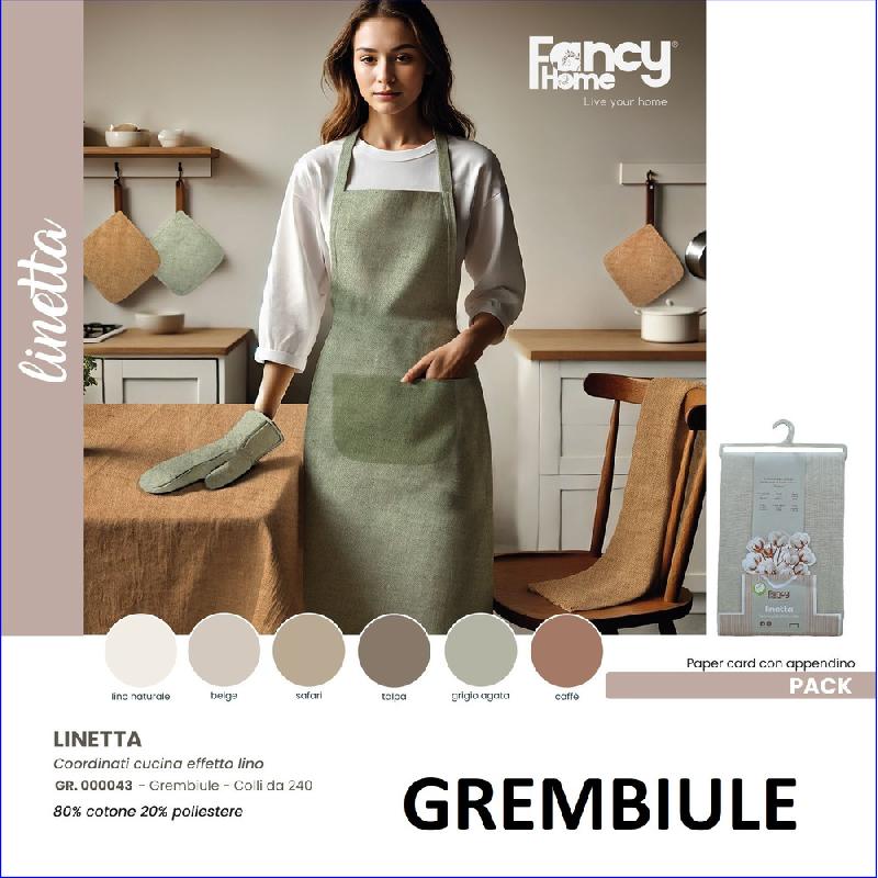 FANCY HOME DECORO LINETTA GREMBIULE DA CUCINA ASSORTITO