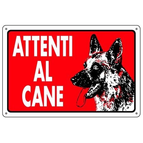 CARTELLO PVC ATTENTI AL CANE 20X30