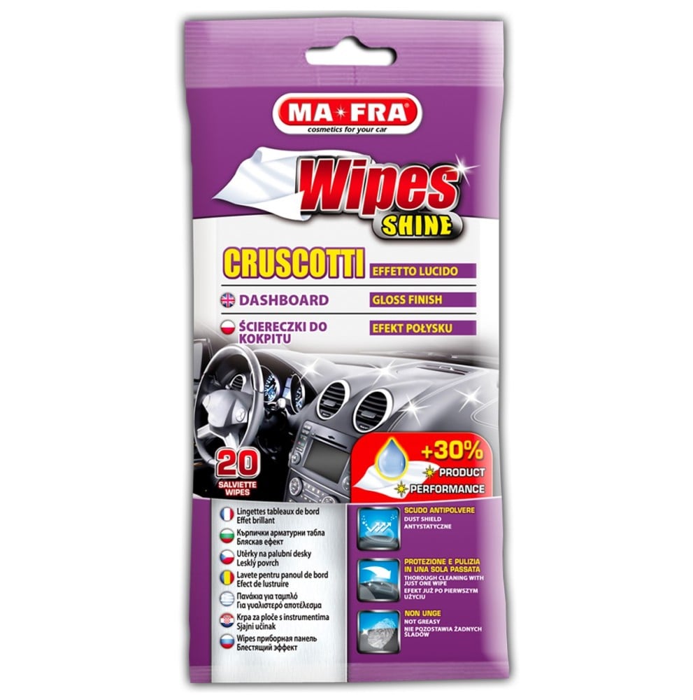 MAFRA WIPES SHINE CRUSCOTTI EFFETTO LUCIDO SALVIETTE 20PZ VIOLET