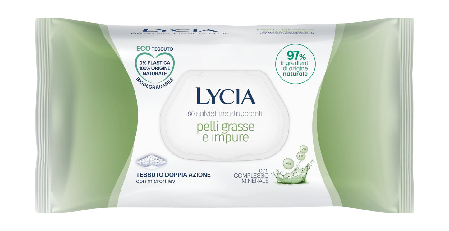 LYCIA SALVIETTINE STRUCCANTI 60PZ PELLI GRASSE E IMPURE