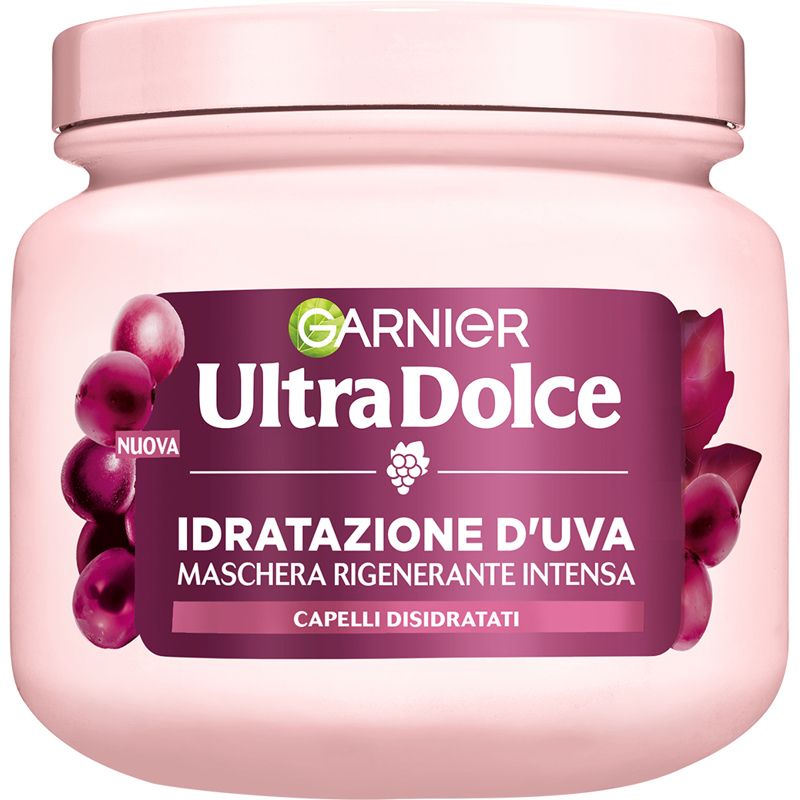 GARNIER ULTRA DOLCE MASCHERA 340ML IDRATAZIONE D'UVA MASCHERA RIGENERANTE INTENSA CAPELLI DISIDRATATI