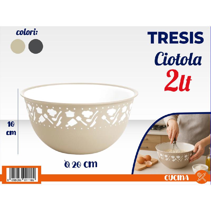 TRESIS KITCHEN CIOTOLA 2L CM.20X10H COLORI ASSORTITI