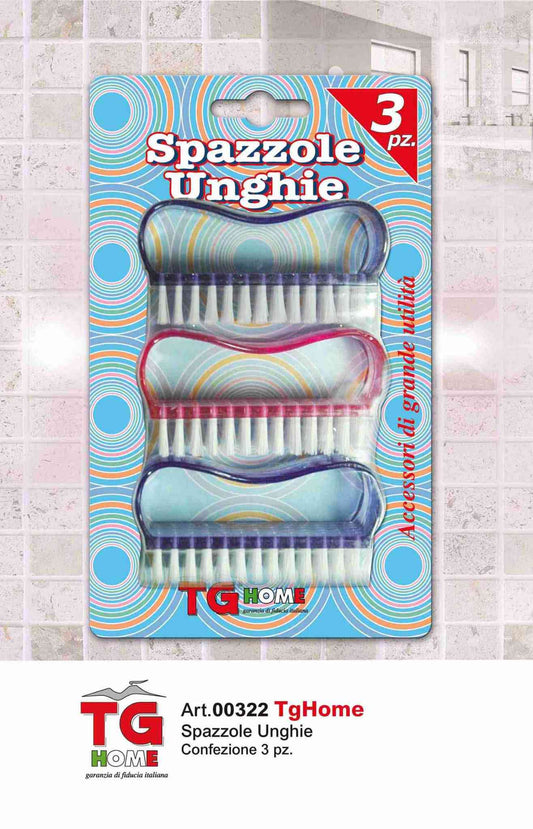 VESUVIO TG HOME SPAZZOLINO UNGHIE 3PZ ART.00322 COLORI ASSORTITI