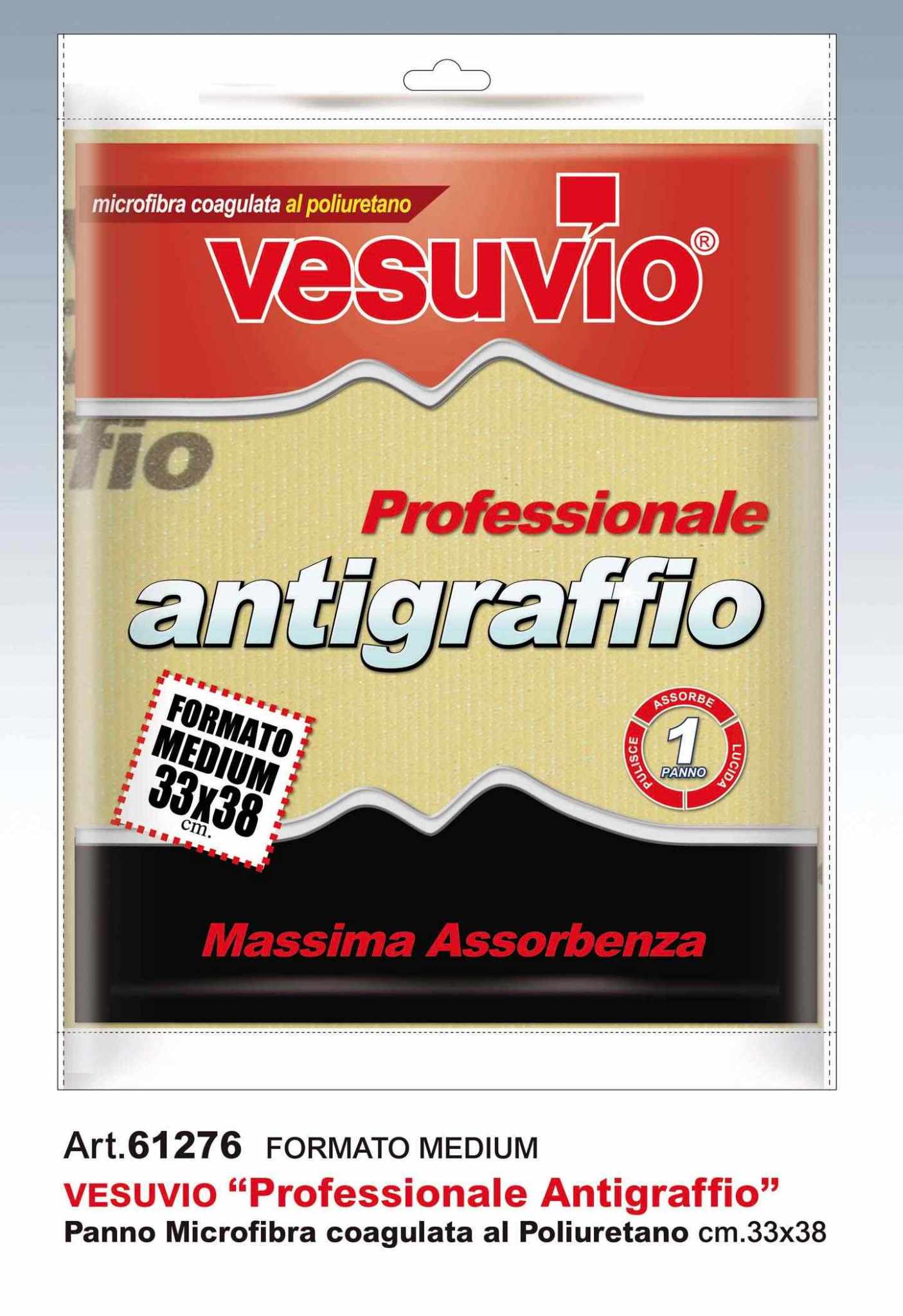 VESUVIO PROFESSIONALE ANTIGRAFFIO PANNO MICROFIBRA COAGULATA AL POLIURETANO CM.33X38