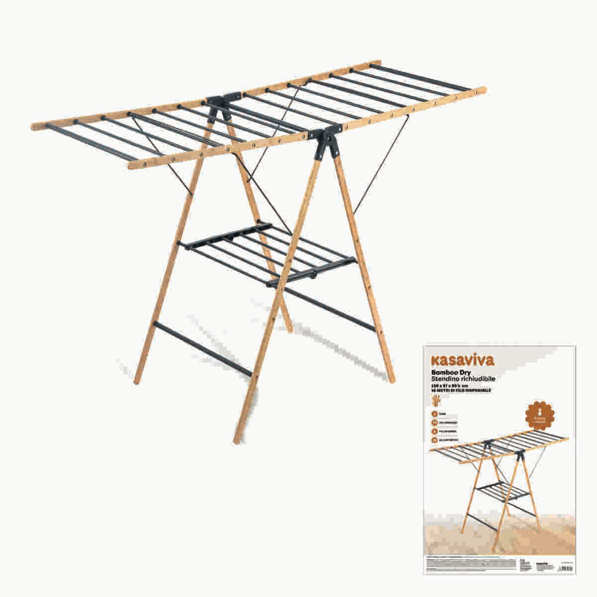 KASAVIVA BAMBOO DRY STENDINO 2 PIANI 16M CM.150X55X99