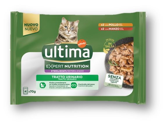ULTIMA EXPERT NUTRITION STERILIZZATI 4X70G TRATTO URINARIO POLLO/MANZO