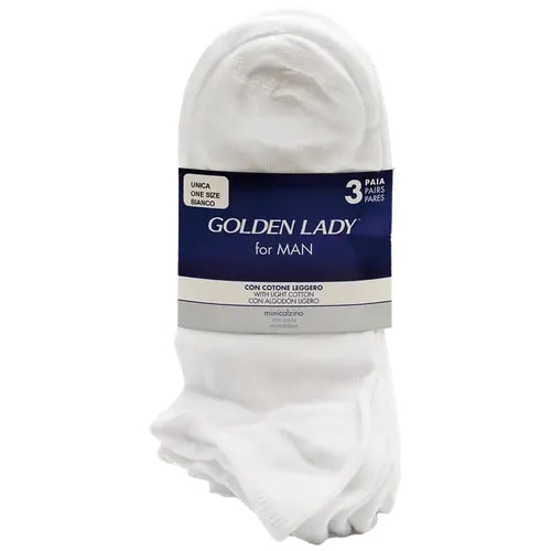 GOLDEN LADY FOR MEN MINICALZINO 3 PAIA TG. UNICA BIANCO