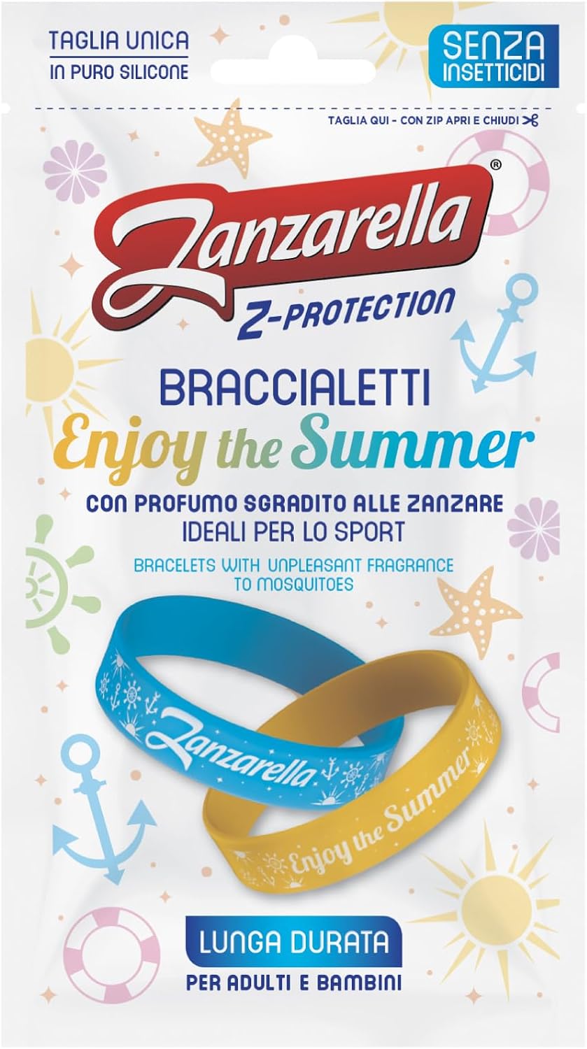 ZANZARELLA BRACCIALETTI ENJOY THE SUMMER 2PZ TAGLIA UNICA PURO SILICONE PER ADULTI E BAMBINI