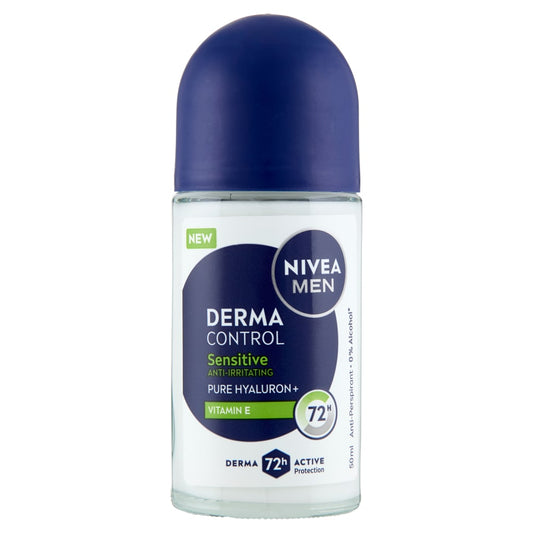 NIVEA MEN DEO ROLL-ON 50ML DERMA CONTROL 72H SENSITIVE ANTI-IRRITATING PURE HYALURON + VITAMIN E