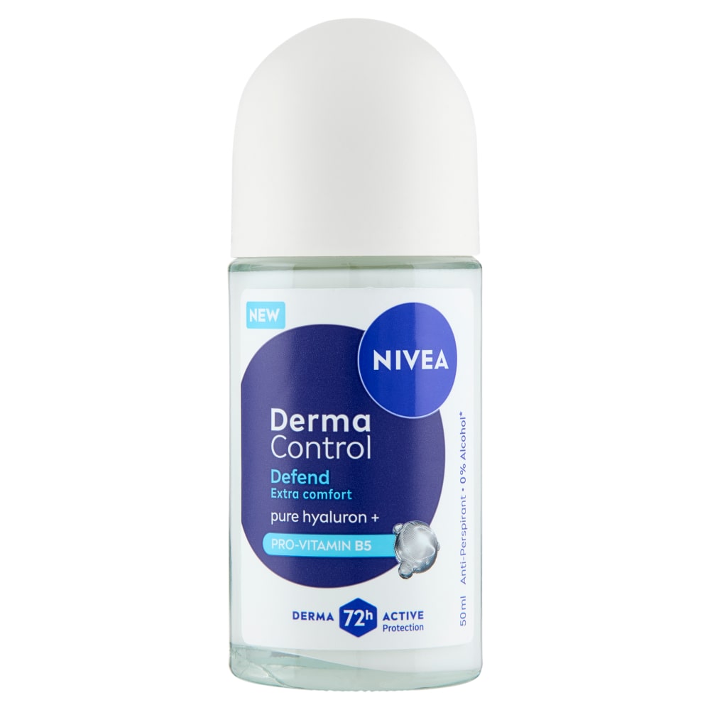 NIVEA DEO ROLL-ON 50ML DERMA CONTROL 72H DEFEND EXTRA COMFORT PURE HYALURON + PRO-VITAMIN B5