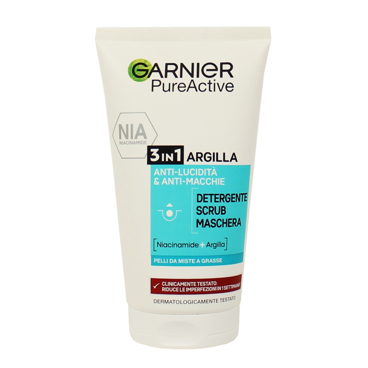 GARNIER PURE ACTIVE 3IN1 ARGILLA ANTI-LUCIDITA' & ANTI-MACCHIE 150ML PELLI DA MISTE A GRASSE