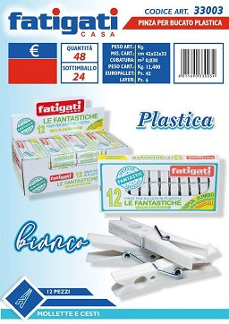 FATIGATI PINZE BUCATO LE FANTASTICHE BIANCO 12PZ