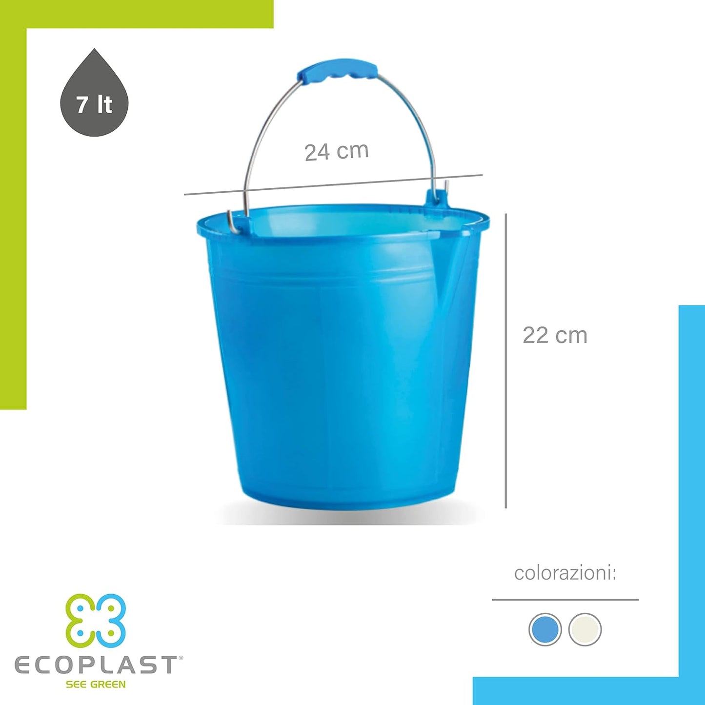 ECOPLAST SECCHIO CON BECCO LT.7 AZZURRO/NEUTRO