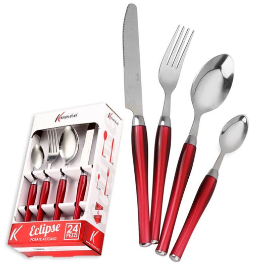 KASAVIVA ECLIPSE SET POSATE ACCIAIO 24PZ ROSSO