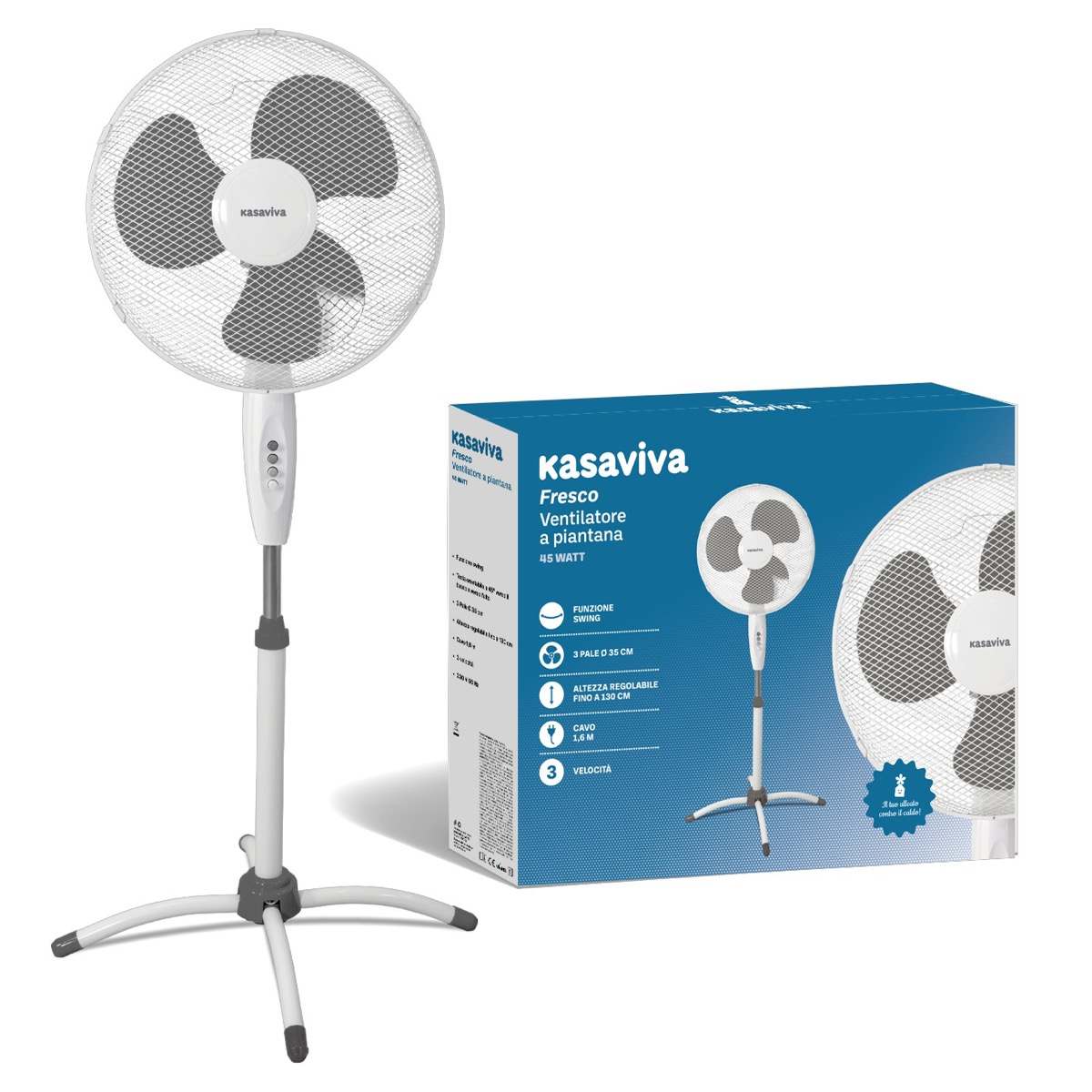 KASAVIVA FRESCO VENTILATORE A PIANTANA 45W CM.130 BIANCO