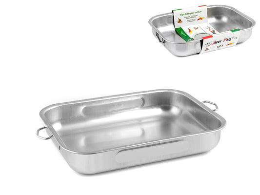 STEEL PAN L.ANTIGRAFFIO TEGLIA RETTANGOLARE BASSA CM.25X19 ACCIAIO 18/10