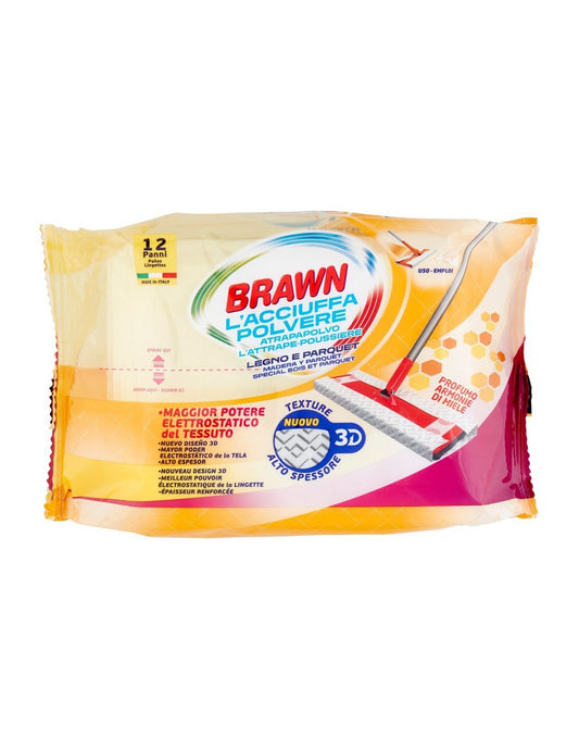 BRAWN L'ACCIUFFA POLVERE LEGNO E PARQUET PANNI 3D 12PZ PROFUMO ARMONIE DI MIELE