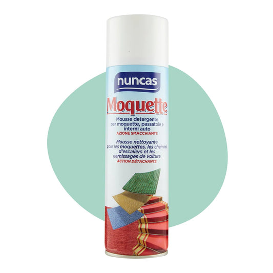 NUNCAS MOQUETTE SPRAY 500ML MOUSSE DETERGENTE SMACCHIANTE MOQUETTE E TAPPETI