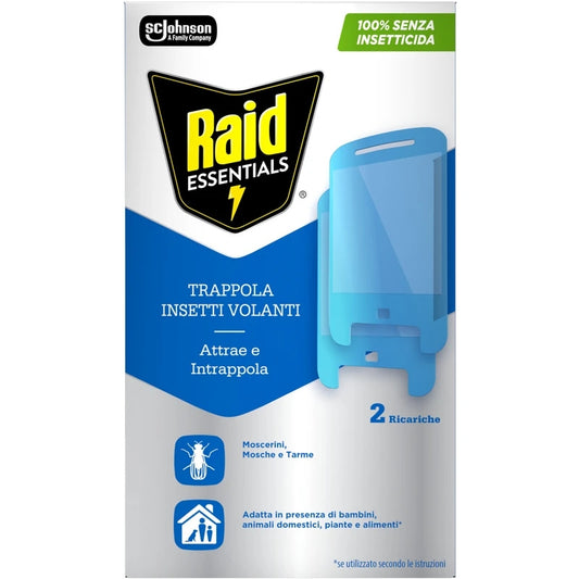 RAID ESSENTIALS TRAPPOLA INSETTI VOLANTI 100% SENZA INSETTICIDA RICARICHE 2PZ
