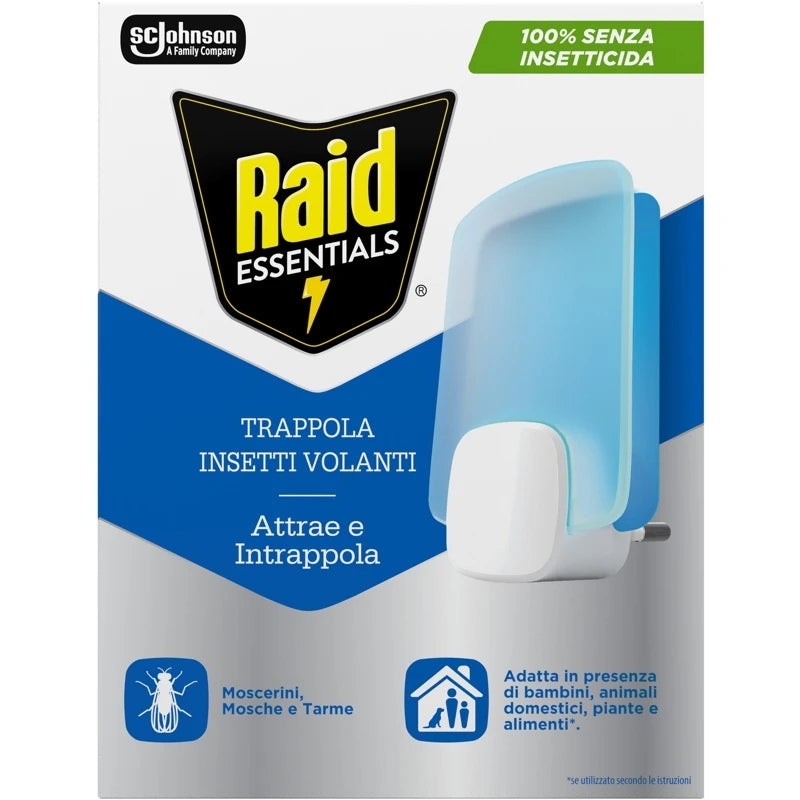 RAID ESSENTIALS TRAPPOLA INSETTI VOLANTI 100% SENZA INSETTICIDA BASE + RICARICA 1PZ