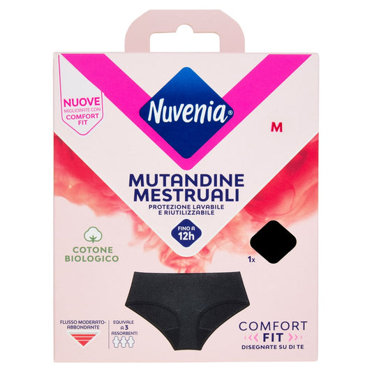 NUVENIA MUTANDINE MESTRUALI TAGLIA M 1PZ NERO COMFORT FIT LAVABILI & RIUTILIZZABILI