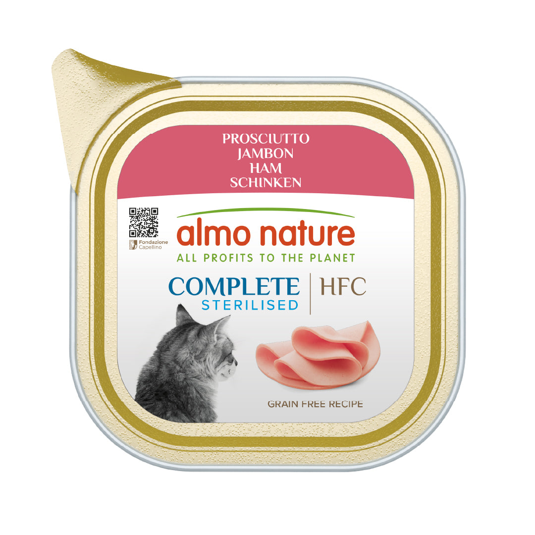 ALMO NATURE COMPLETE STERILISED HFC GATTO 85G PROSCIUTTO