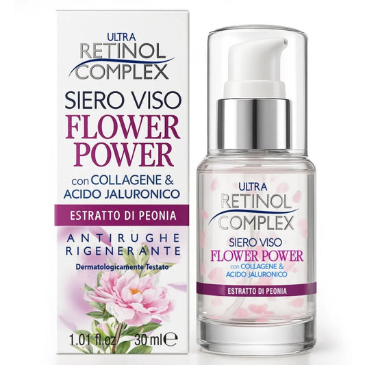 ULTRA RETINOL COMPLEX SIERO VISO FLOWER POWER 30ML COLLAGENE & ACIDO JALURONICO ESTRATTO DI PEONIA ANTIRUGHE RIGENERANTE