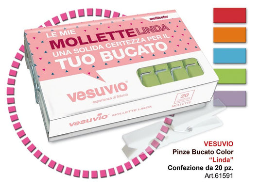 VESUVIO PINZE BUCATO MULTICOLOR LINDA 20PZ ART.61591