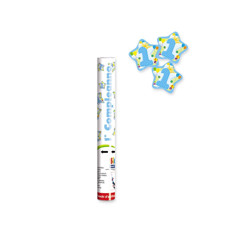 BIG PARTY POPPER 30CM BUON 1 COMPLEANNO CELESTE