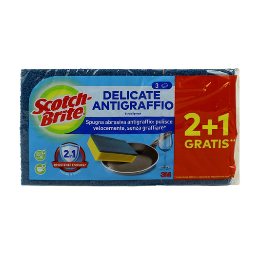 SCOTCH BRITE DELICATE ANTIGRAFFIO SPUGNA ABRASIVA ANTIGRAFFIO 2+1PZ