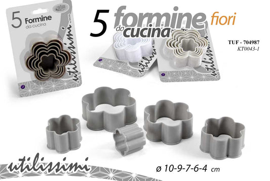 GICOS 5 FORMINE DA CUCINA FIORI CM.4-6-7-9-10 COLORI ASSORTITI