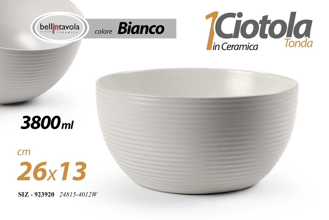 GICOS CIOTOLA TONDA IN CERAMICA 3800ML CM.26X13
