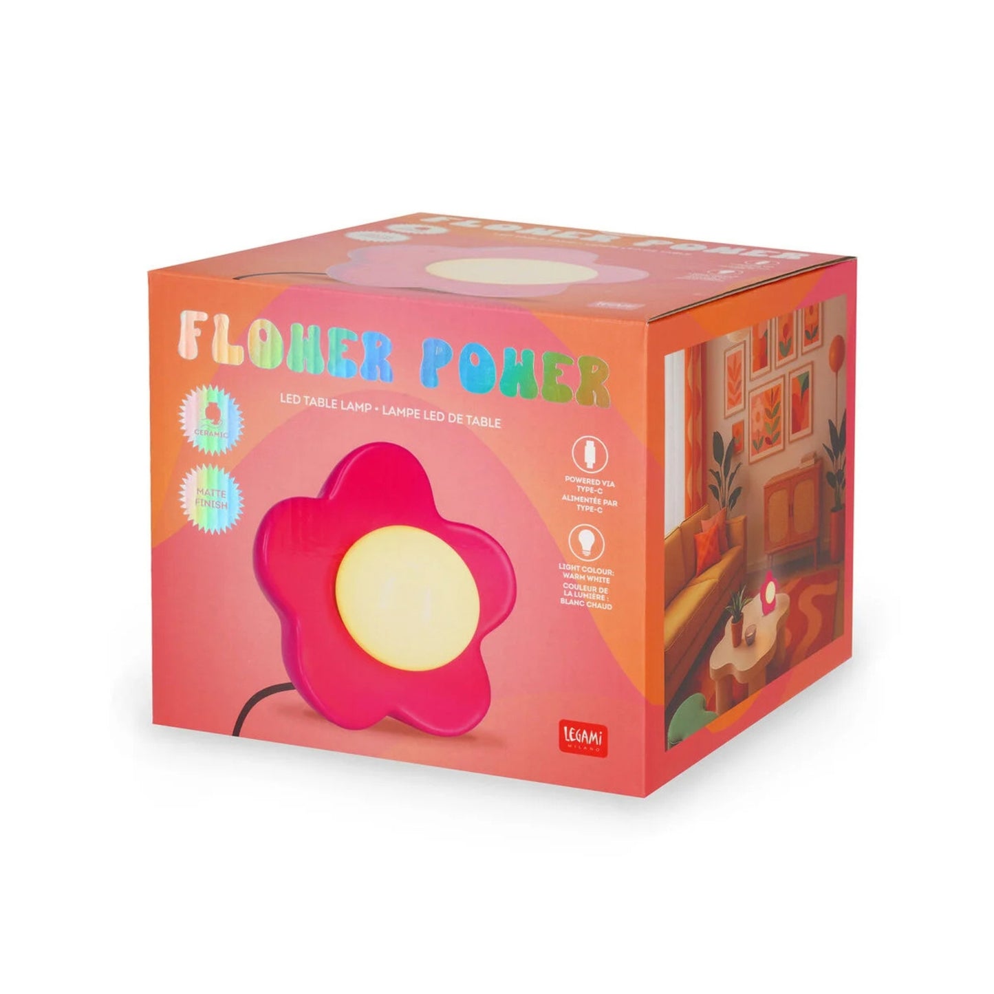 LEGAMI MILANO FLOWER POWER LAMPADA LED DA TAVOLO MATTE PINK