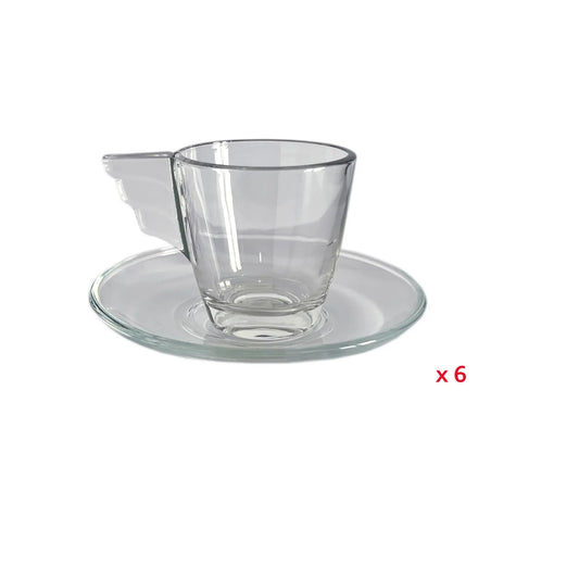 ARBEMA SET DA CAFFE' IN VETRO TAZZINE 80ML + 6 PIATTINI
