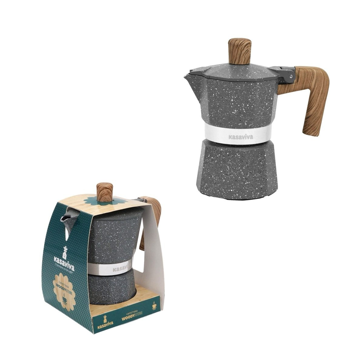 KASAVIVA WOODY STONE CAFFETTIERA 1 TAZZA