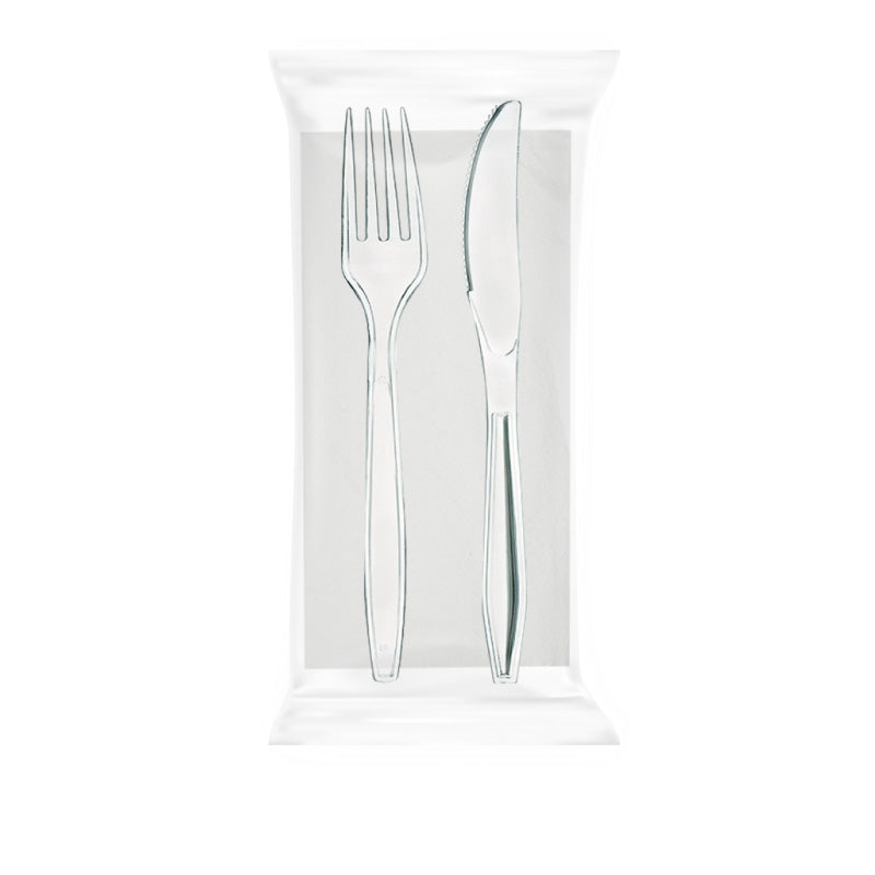 BIS LINEA 3 RIUTILIZZABILE TRASPARENTE + TOVAGLIOLO+ POSATE 500PZ