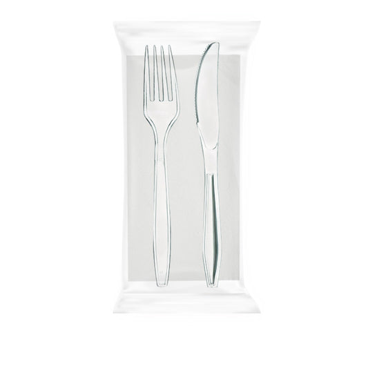 BIS LINEA 3 RIUTILIZZABILE TRASPARENTE + TOVAGLIOLO+ POSATE 500PZ