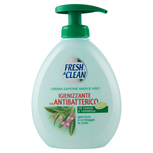 FRESH&CLEAN SAPONE LIQUIDO 300ML IGIENIZZANTE CON ANTIBATTERICO TE' VERDE E VERBENA