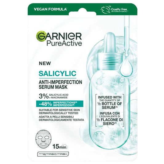 GARNIER PURE ACTIVE SALICYLIC ANTI-IMPERFECTION SERUM MASK MASCHERA IN TESSUTO 1PZ